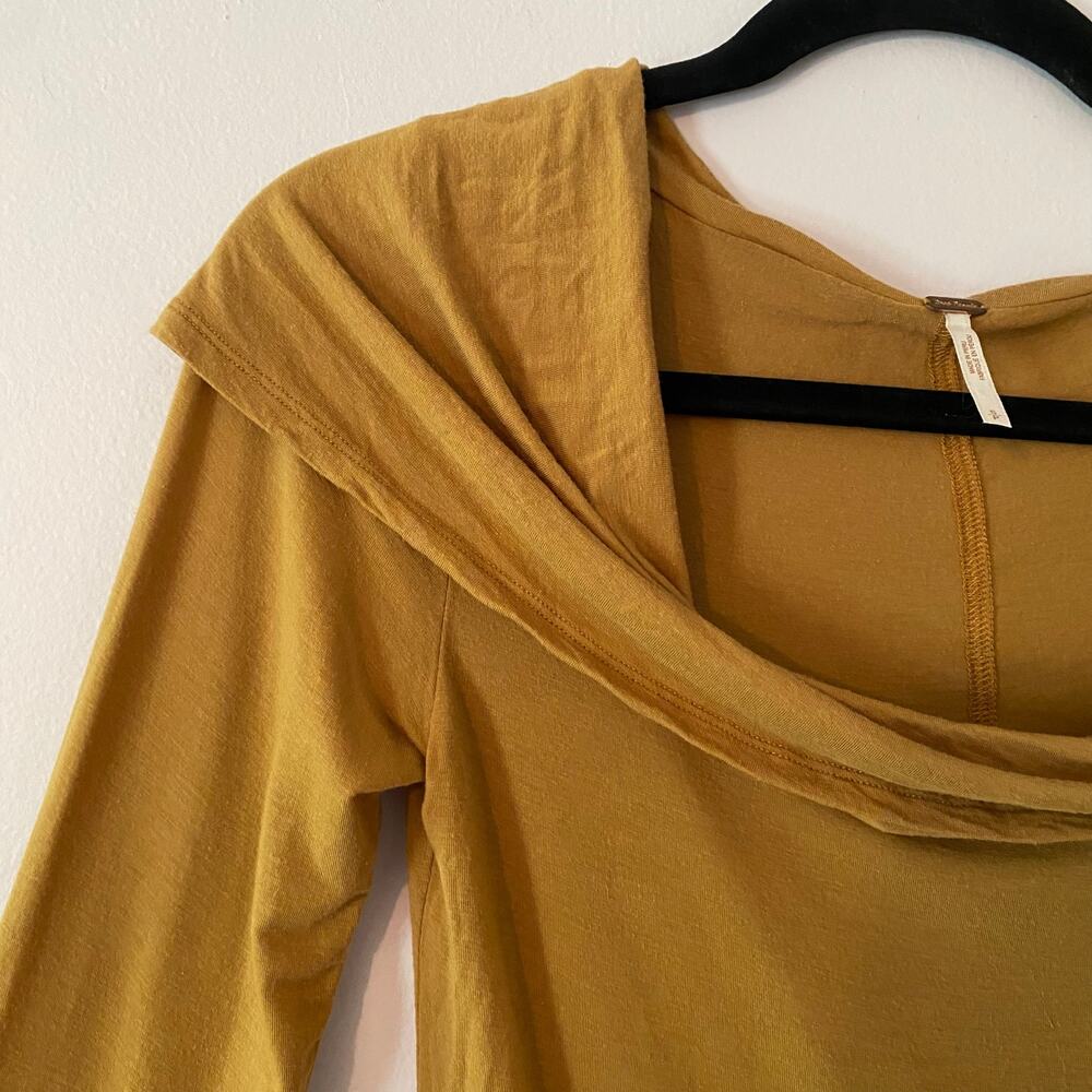 Free People Brown Boatneck Cowlneck Long Sleeve Shirt Loungewear Women's Small - Picture 3 of 8